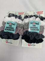 (2) Scunci Original Thick Hair Tie Pony Tail Fabric Black White 6 Pack (12ttl)