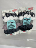 (2) Scunci Original Thick Hair Tie Pony Tail Fabric Black White 6 Pack (12ttl)