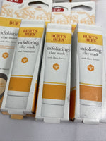 (6) Burt's Bees exfoliating Clay Mask 0.57 Oz Vitamin C Plum Acai 99% Natural