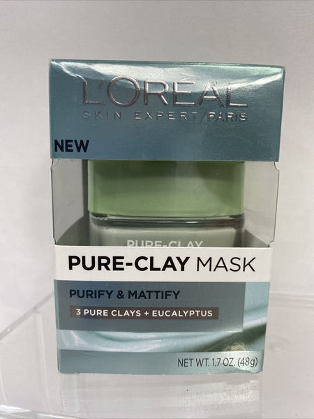 L'Oreal Pure-Clay Mask Brightening. 3 Pure Clays + Charcoal. 1.7oz. COMBINE SHIP