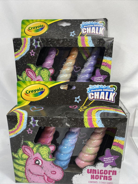 (2) Crayola Washable Sidewalk Chalk Unicorn Horns 3 Chalk Pieces Collect 1