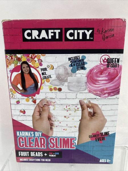 Craft City Karinas DIY Clear Slime Kit Deluxe  Metallic Color Plastic Fruit