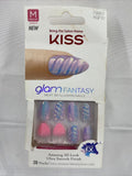 KISS Glam Fantasy Unicorn Horn Illusion Glitter Glue 28 Nails Medium Round Pink