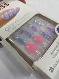 KISS Glam Fantasy Unicorn Horn Illusion Glitter Glue 28 Nails Medium Round Pink
