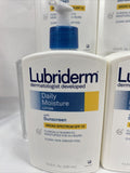 (4) Lubriderm Daily Moisture Lotion with Sunscreen Spf 15 13.5 oz 4/22+