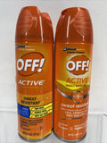 (2) OFF! ACTIVE INSECT REPELLENT Sweat Resistant Mosquito Protection Spray 6oz