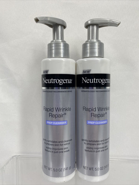 (2) Neutrogena Rapid Wrinkle Repair Prep Cleanser 5oz Face Exfoliate