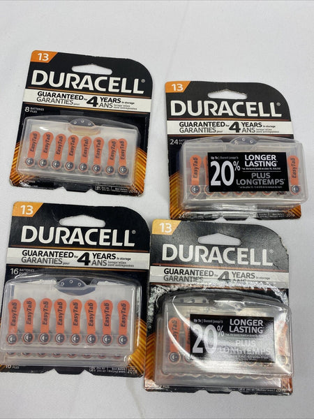 (4) Duracell 13 Hearing Aid Batteries Easy Tab 24&16 Pack 64 Total 2019