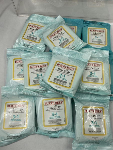 (13) Burt's Bees 3in1 Micellar Cleansing Towelettes 10 Pre-Moistened Wipes 130
