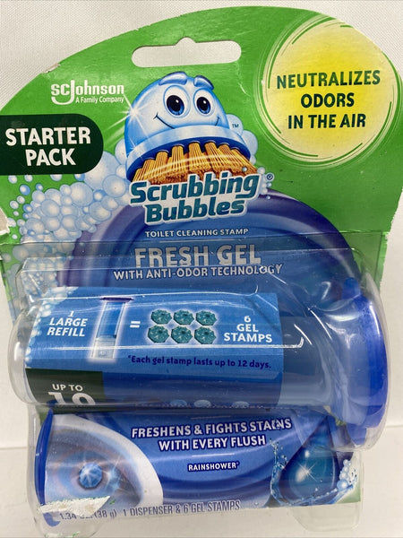 Scrubbing Bubbles Fresh Gel Toilet Bowl Cleaning 6 Stamps & 1 Dispenser Starter