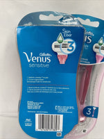 (2) Gillette Venus Sensitive Women's 3-Blade Disposable Razor, 3 ct each