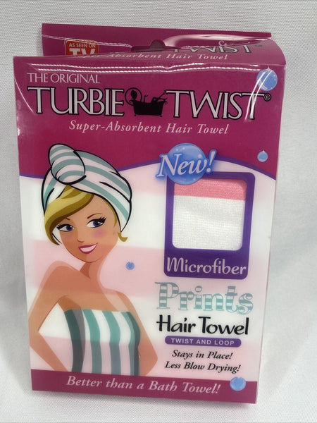 Turbie Twist Microfiber Hair Towel Prints Absorbent Original Pink Stripe Prints