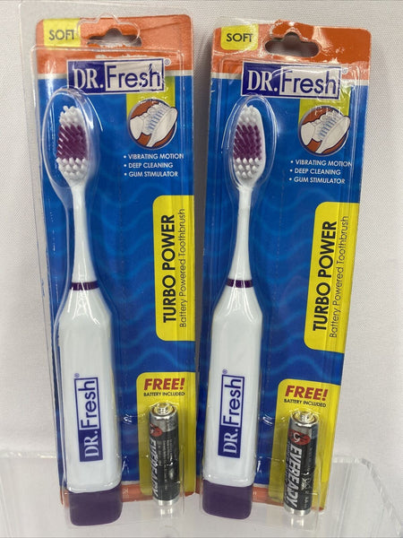 (2) Dr. Fresh Dailies Turbo Power Battery Powered Toothbrushes Purple
