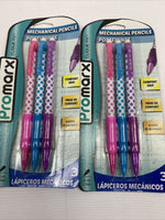 (2) Promarx Clique FX Refillable Pencils Smear-free Comfort Grip Polka Dot Pink