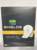 Depend Shields for Men Male Incontinent Pad Cup-Like Shape 35641 Light 58ct