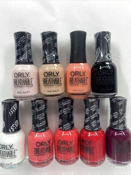 (9) Orly Breathable Treatment + Color Nail Polish Gel No Repeats Bulk Lot
