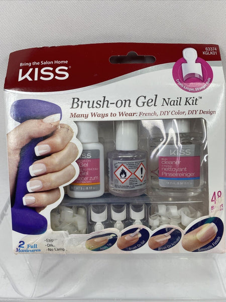 Kiss Brush On Gel DIY Nail Kit 63374 48 Short Tips 2 Full Manicures