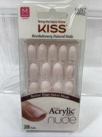 Kiss Salon Acrylic Nude French Glue On 28 Nails #64267 KAN02 MEDIUM Oval