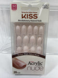 Kiss Salon Acrylic Nude French Glue On 28 Nails #64267 KAN02 MEDIUM Oval