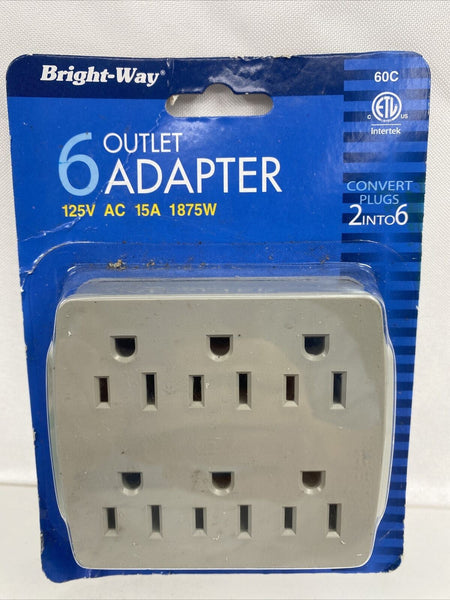 Bright way Outlet Adapter Wall 6 Outlets Extension Plugs 125V 1875W Power 15a