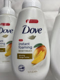 (4) Dove Instant Foaming Body wash mango butter Deep Moisture Pump 13.5oz