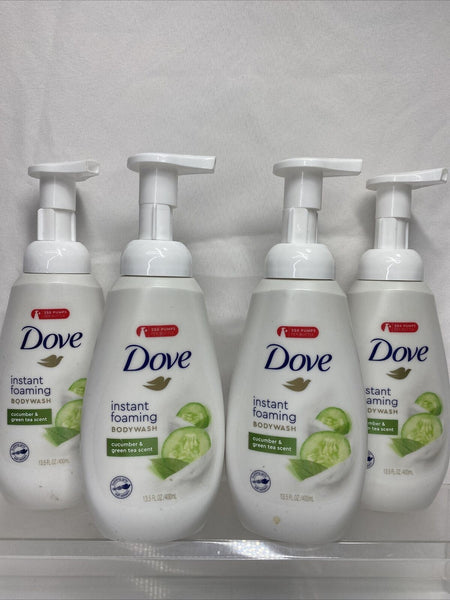 (4) Dove Instant Foaming Body wash Cucumber￼Green tea￼ Moisture Pump 13.5oz