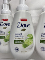 (4) Dove Instant Foaming Body wash Cucumber￼Green tea￼ Moisture Pump 13.5oz