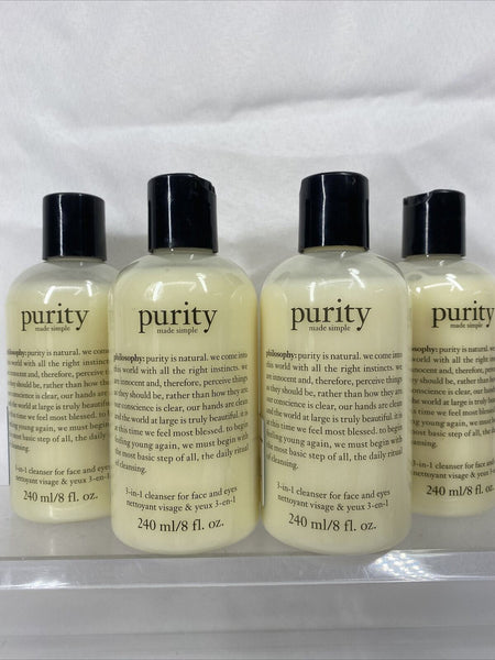 (4) Philosophy Purity Made Simple One Step Facial Cleanser 3in1 Face Eyes 8oz