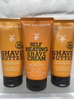 (3) Van Der Hagen Self Heating Shave Creme & butter Razor Burn Soft Stubble 6oz