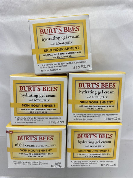 (5) Burt's Bees Hydrating Gel Creme Nourishment 1.8 oz Jar Moisturizer