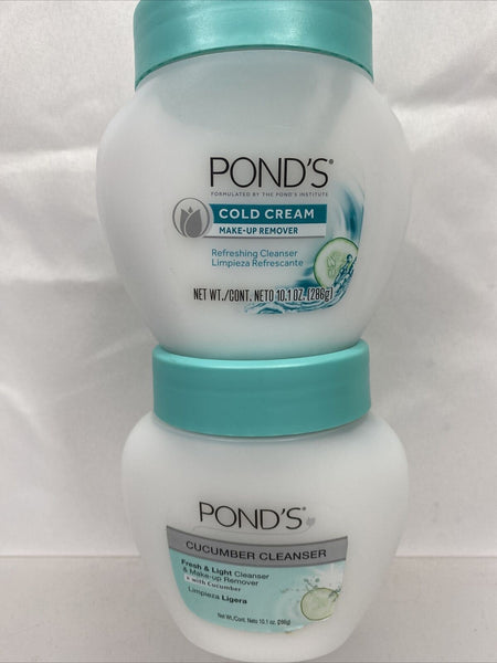 (2) Ponds Cold Creme Makeup Remover Refreshing Cleanser Cucumber 10.1 Ounce