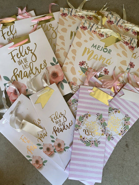 (30) Mother's Day Gift Bags & Wine Bottle Spanish Assorted Bulk Lot Feliz Madre