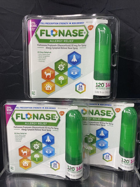 (3) Flonase Allergy Relief Nasal 3x 144 Meter Spray 432ct Non-Drowsy .62oz 9/21+