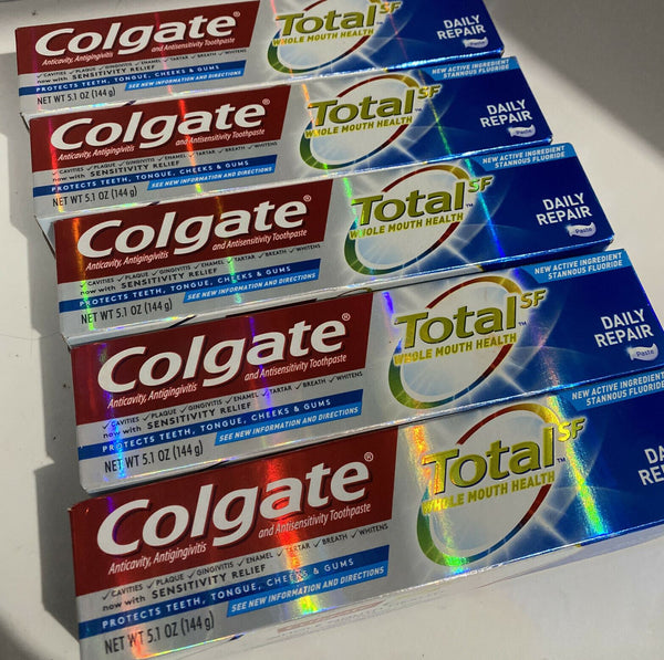 (5) Colgate Total SF Toothpaste Daily Repair Gum Teeth whiten Tarter 5.1oz 8/22