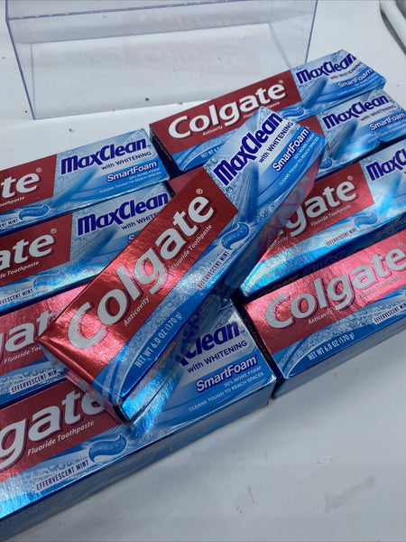 (9) Colgate MaxClean Whitening Smart Foam Toothpaste Effervescent Mint 6.0oz