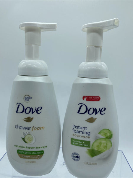 (2) Dove Instant Foaming Body wash Cucumber￼Green tea￼ Moisture Pump 13.5oz