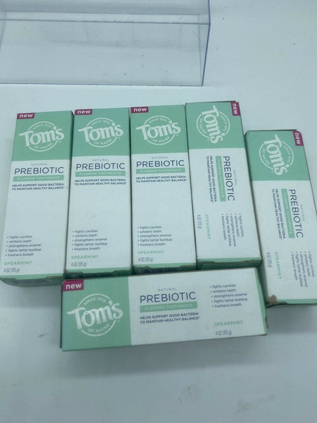 (6) Tom’s Of Maine Prebiotic Toothpaste in Spearmint Fluoride Healthy Gums 4oz