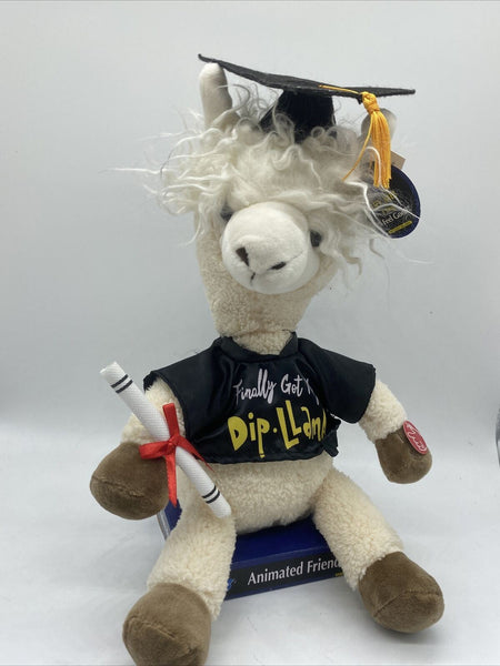 Congrats Graduation Singing Animated Llama "I Feel Good" NWT Grad Gift 12 1/2"