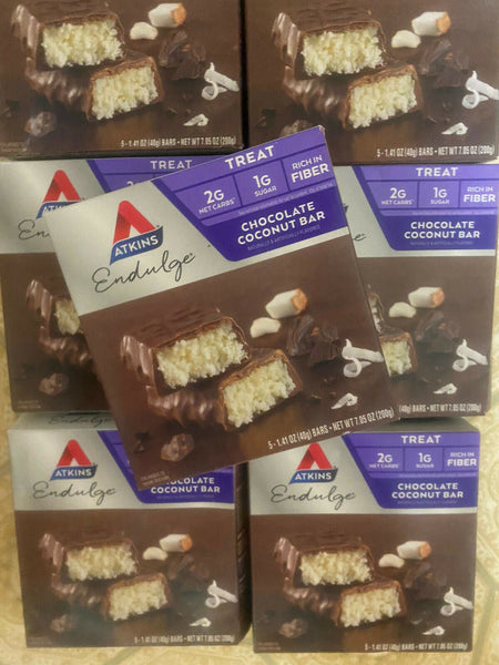 Atkins Endulge Treat Chocolate Coconut Bar 5 Bar Box 7oz See Photos