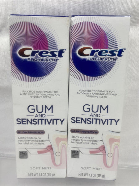 (2) Crest Pro Health Gum & Sensitivity Soft Mint All Day Protection 4.1oz 3/22+