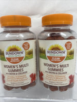 (2) Sundown Women's Multi Gummies 150 Count Biotin & Collagen Raspberry 7/22