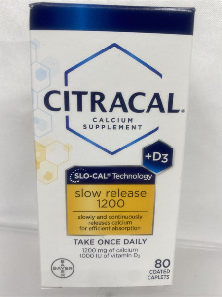 Citracal Slow Release 1200 mg Calcium Citrate 1000 IU Vitamin D3 80 Count 6/23