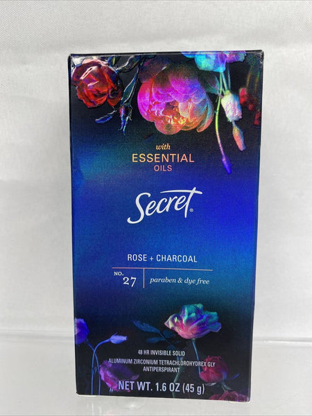 Secret Antiperspirant Deodorant Pure Essential Oils Rose Charcoal 8/22