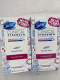 (2) Secret Clinical Strength Deodorant Smooth Solid Fearlessly Fresh 1.6oz