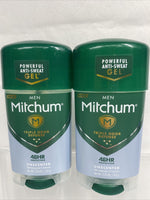 (2) Mitchum Men Antiperspirant / Deodorant UNSCENTED GEL Triple Odor D ￼2.25oz