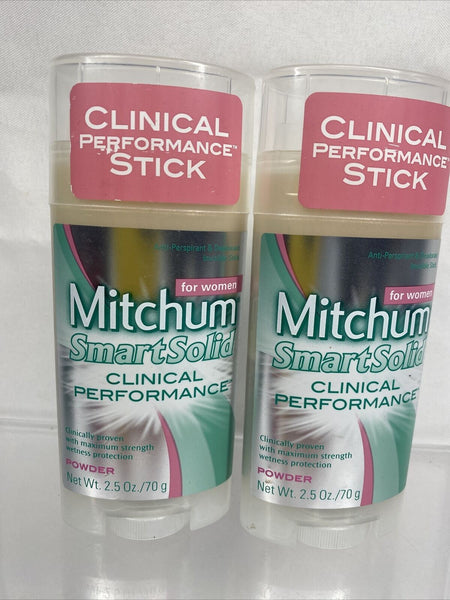(2) Mitchum Women Clinical smart solid￼Antiperspirant Deodorant Powder 2.5oz