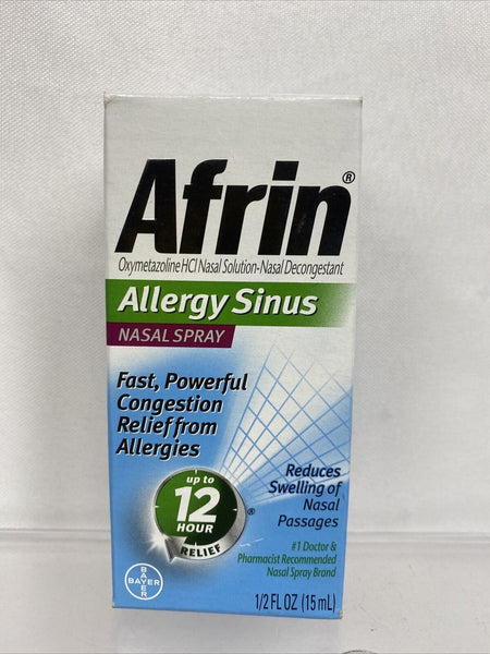 Afrin Nasal Spray 12 Hour Relief, Allergy Sinus, 0.5 fl oz 8/22