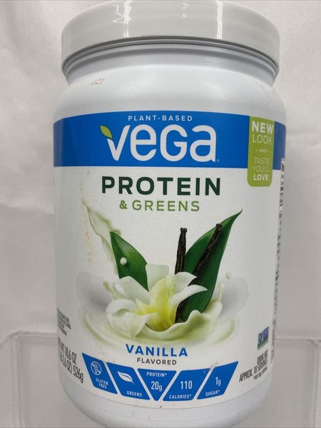 Vega Protein & Greens - Vanilla Flavored - 18 Serving  - 18.6 Oz. Plant Based
