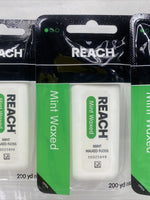 (3) Reach Waxed Dental Floss for Plaque and Food Removal 200 Yards