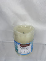Flameless Candle 3 x 4-In. Pillar Led Wax Wick 5hr Timer ￼300hr Battery
